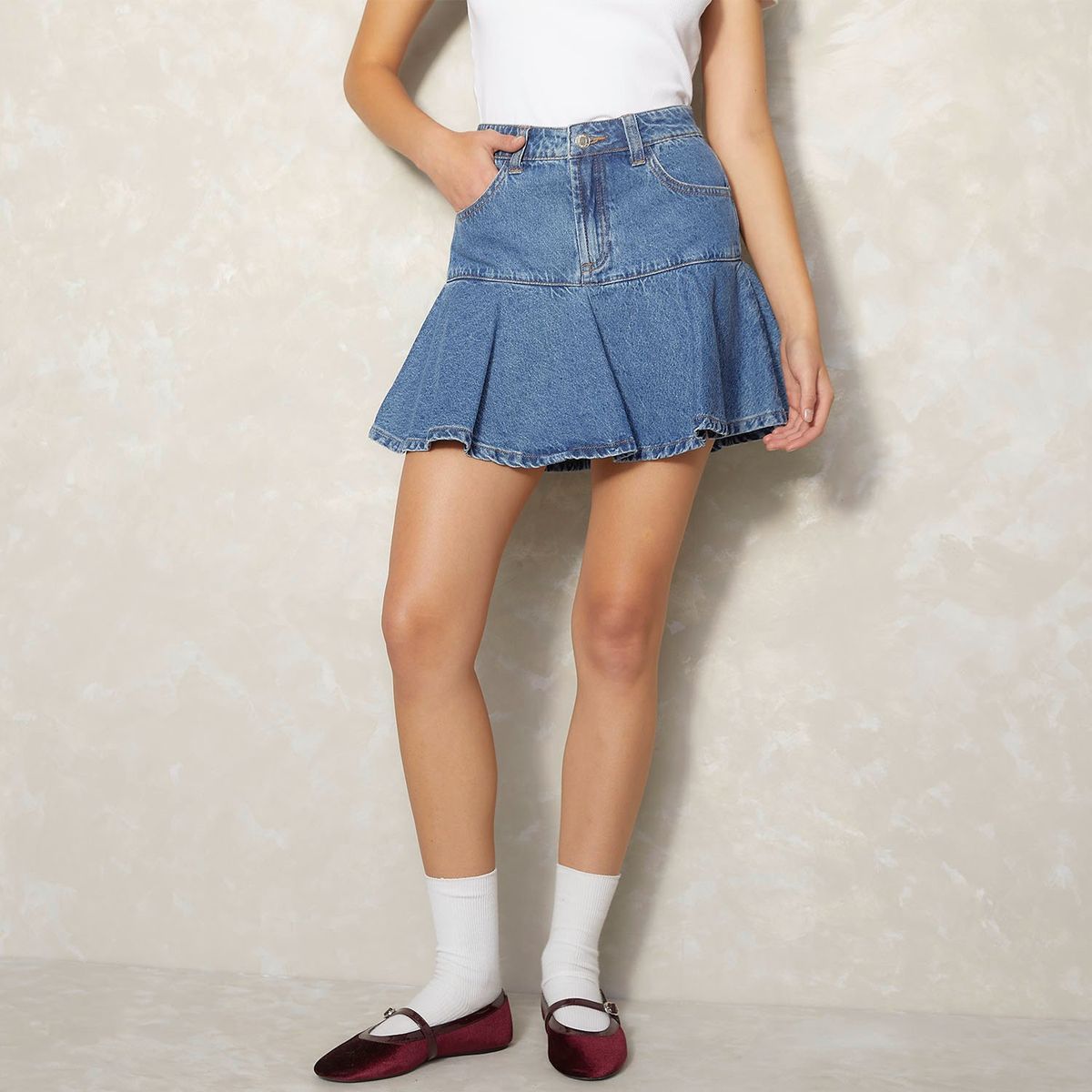 SYBILLA - Falda Jeans Sybilla Mini Algodón Mujer Tiro Alto