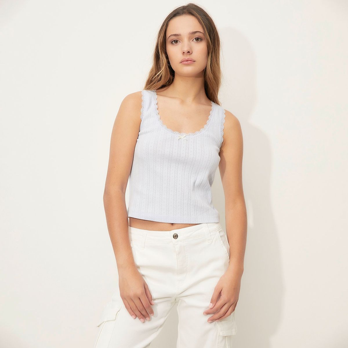 SYBILLA - Polo Sin Mangas 100% Algodón Mujer Sybilla