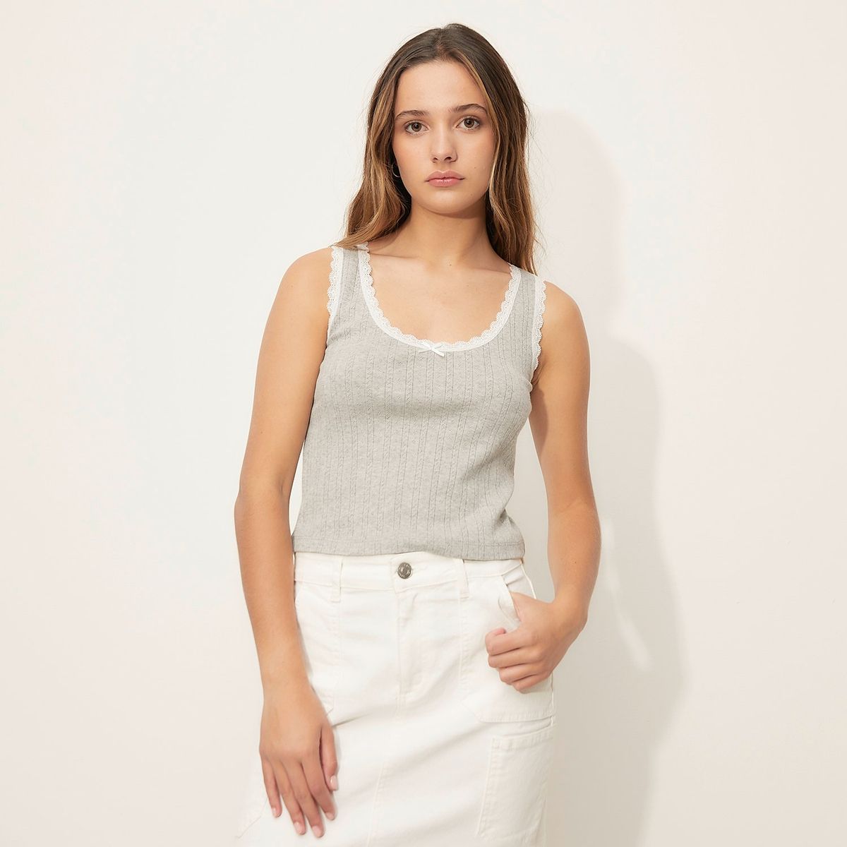 SYBILLA - Polo Sin Mangas 100% Algodón Mujer Sybilla