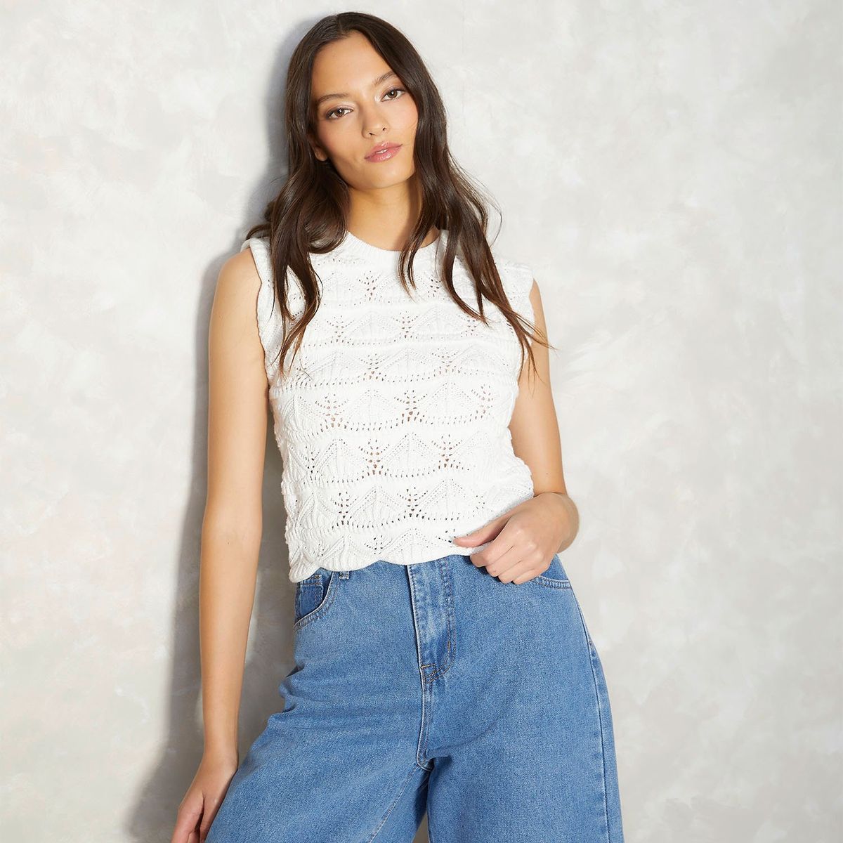 SYBILLA - Chompa Sin Mangas 100% Algodón Mujer Sybilla