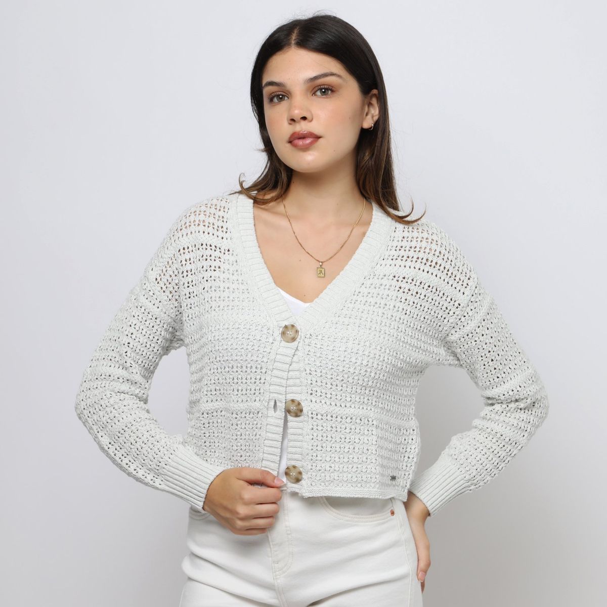 DOO AUSTRALIA - Cardigan Doo Australia Jaspeado Manga Larga Algodón Mujer