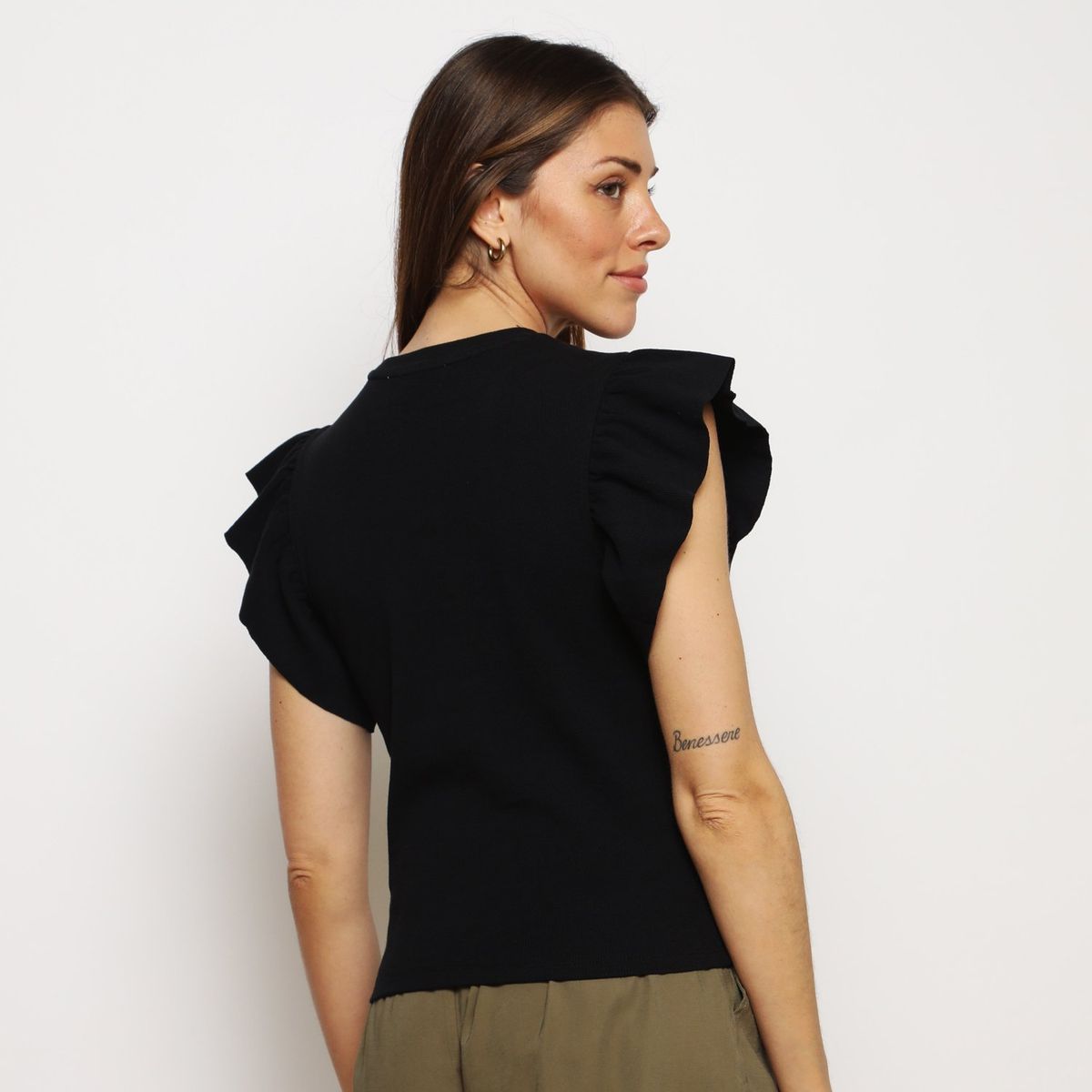 BASEMENT - Polo Manga Corta con Volantes Basement Algodón Mujer