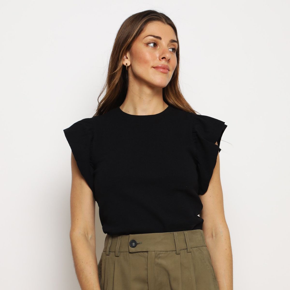 BASEMENT - Polo Manga Corta con Volantes Basement Algodón Mujer