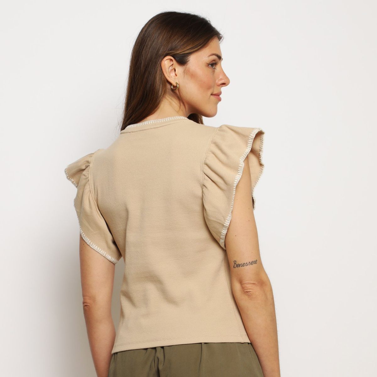 BASEMENT - Polo Manga Corta con Volantes Basement Algodón Mujer