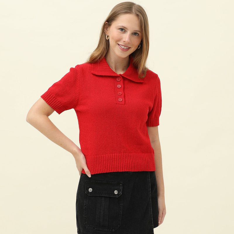 SYBILLA - Chompa Manga Corta Algodón Mujer Sybilla