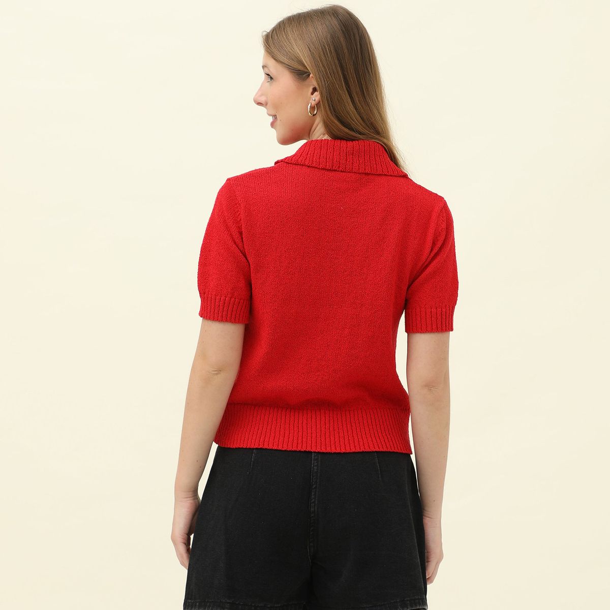 SYBILLA - Chompa Manga Corta Algodón Mujer Sybilla