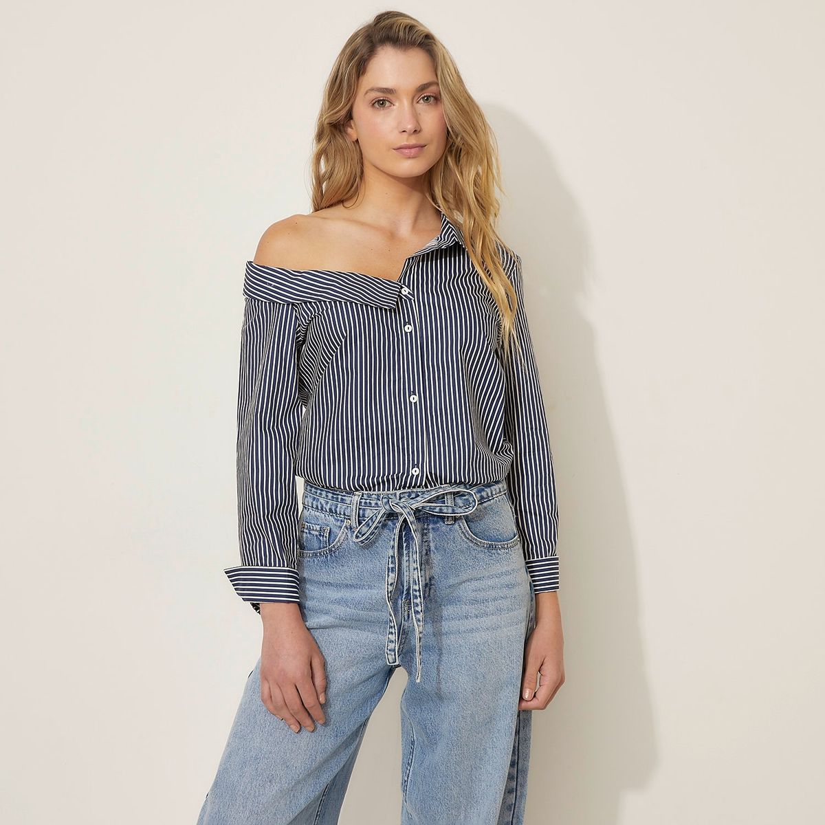 SYBILLA - Blusa Sybilla Manga Larga Algodón Rayas Mujer