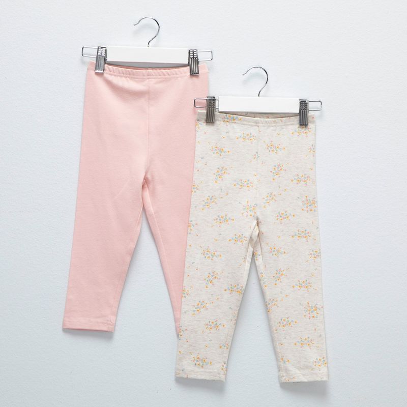 YAMP - Pack de 2 Leggins Yamp Algodón Bebé Niña Estampado y Liso