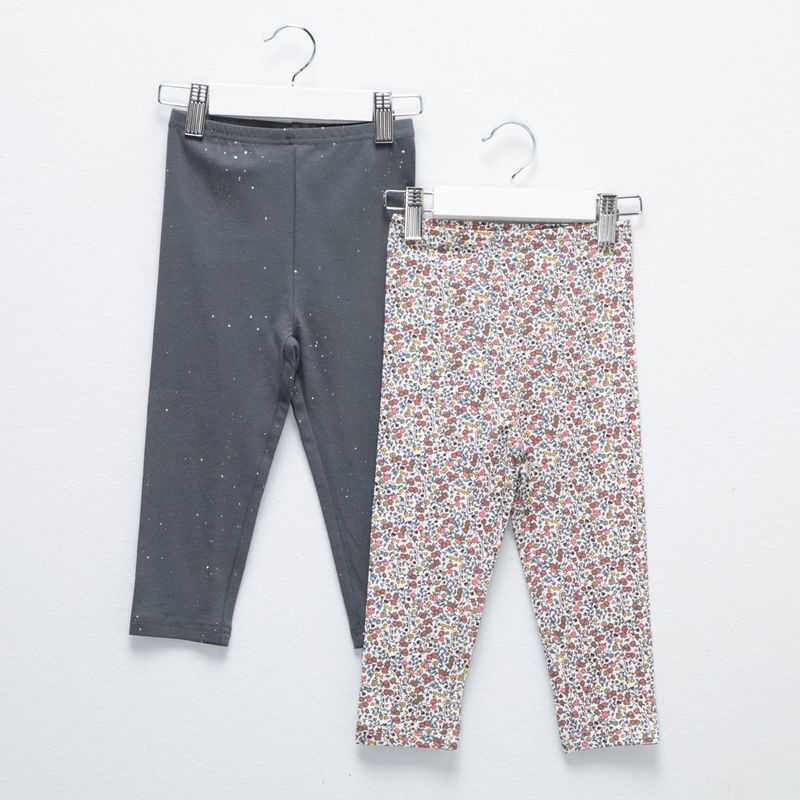 YAMP - Pack de 2 Leggins Yamp Algodón Bebé Niña Estampado y Liso