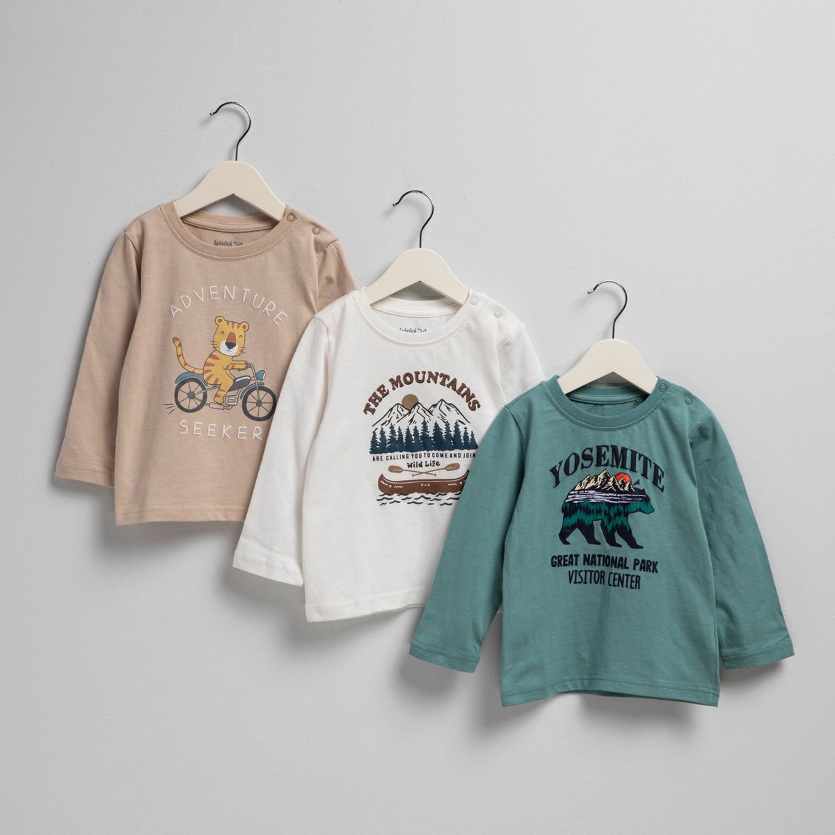 YAMP - Pack 3 Polos Manga Larga Bebé Niño Yamp Algodón Estampadas