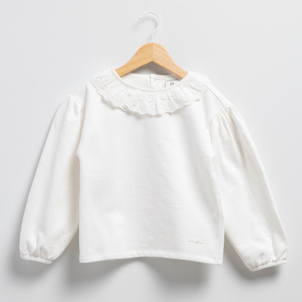 CONIGLIO - Polera Coniglio Casual Niña Manga Larga Algodón Cuello Encaje