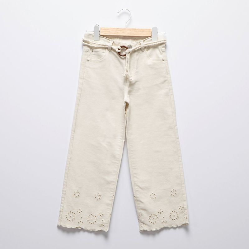 CONIGLIO - Pantalón Coniglio Algodón Diseño Calado Niña Tiro Medio