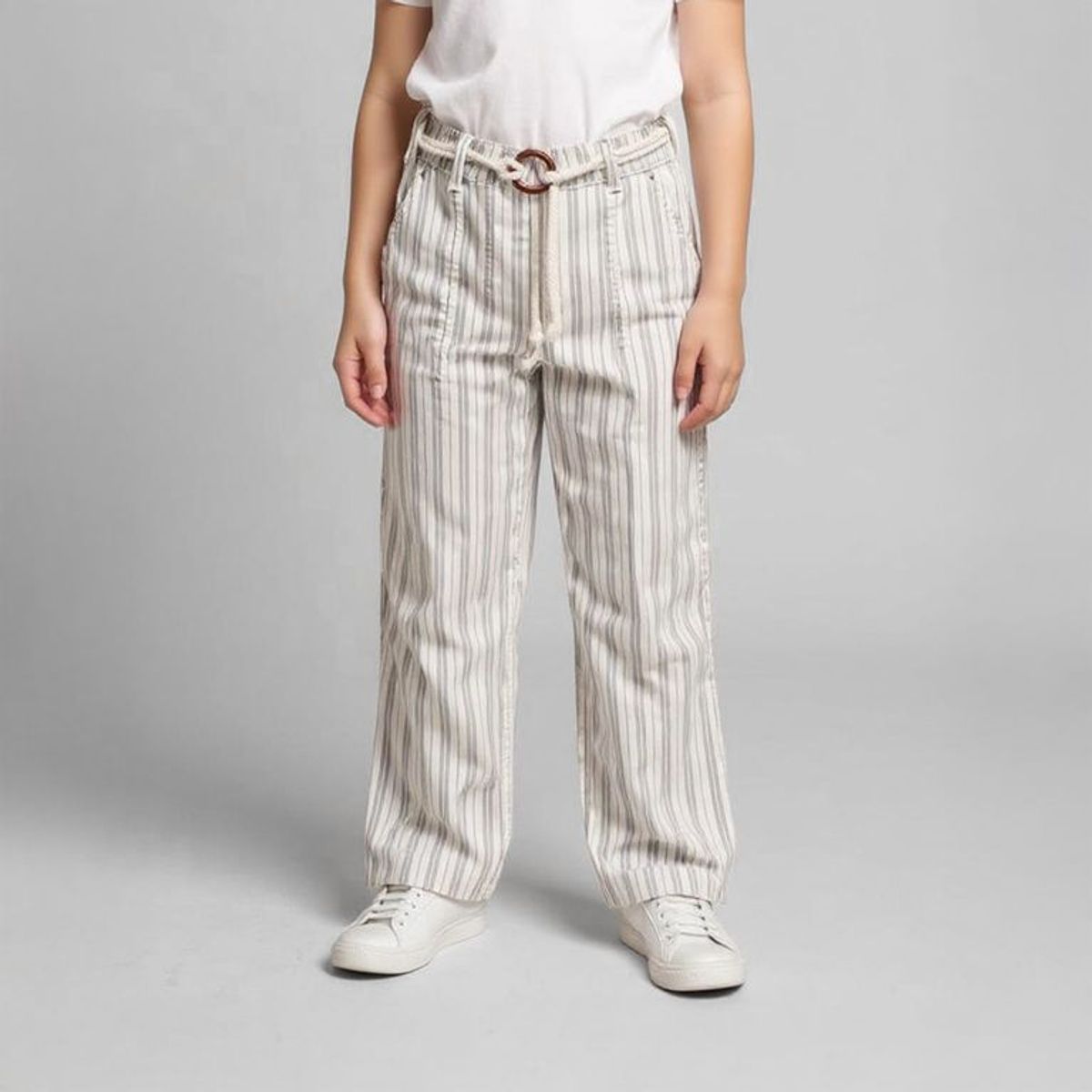 CONIGLIO - Pantalón Coniglio Casual Polialgodón Rayas Niña Tiro Medio