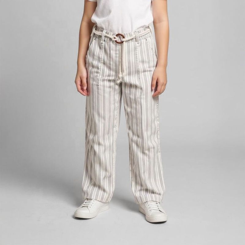 CONIGLIO - Pantalón Coniglio Casual Polialgodón Rayas Niña Tiro Medio