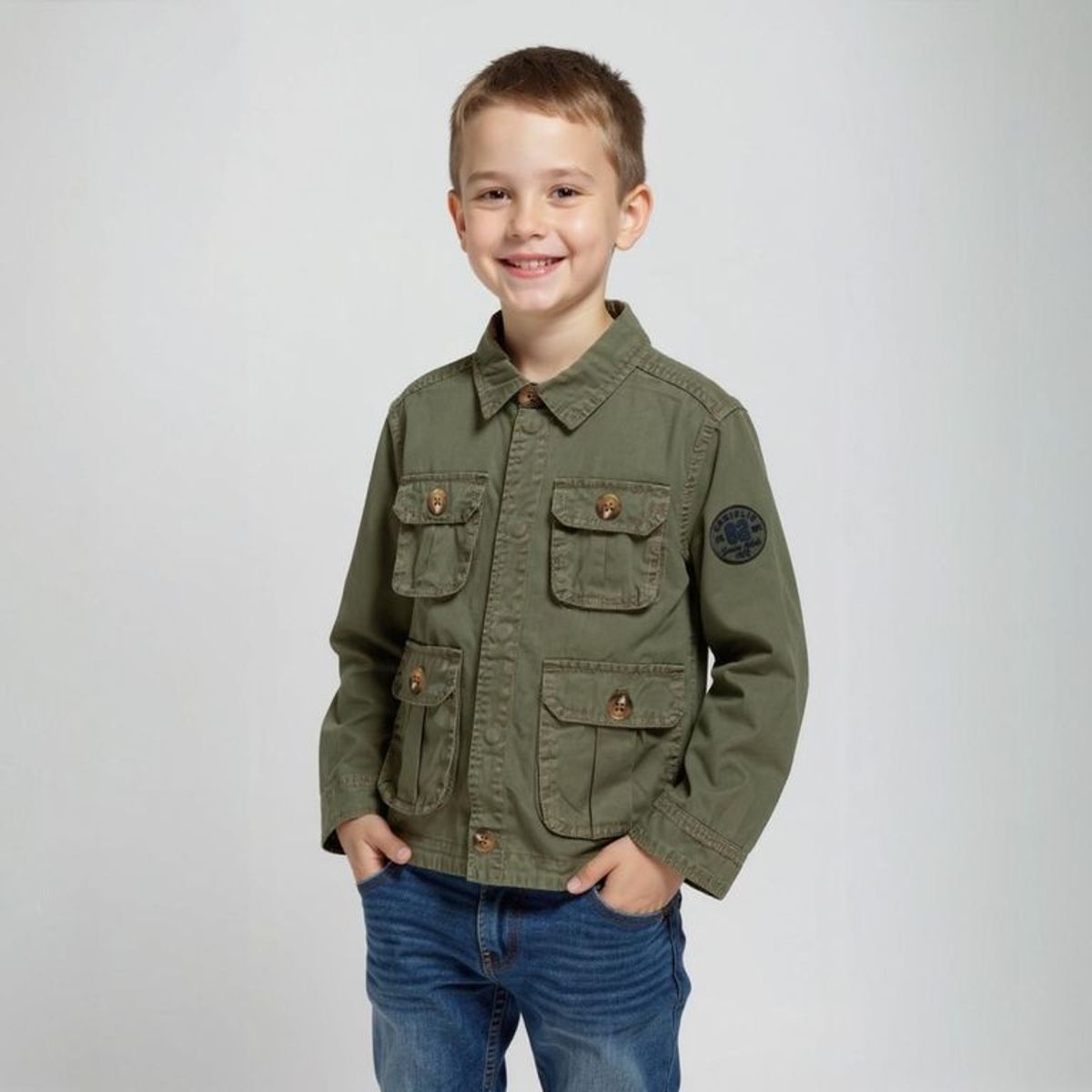 CONIGLIO - Casaca Coniglio Algodón Manga Larga Niño Verde Oliva