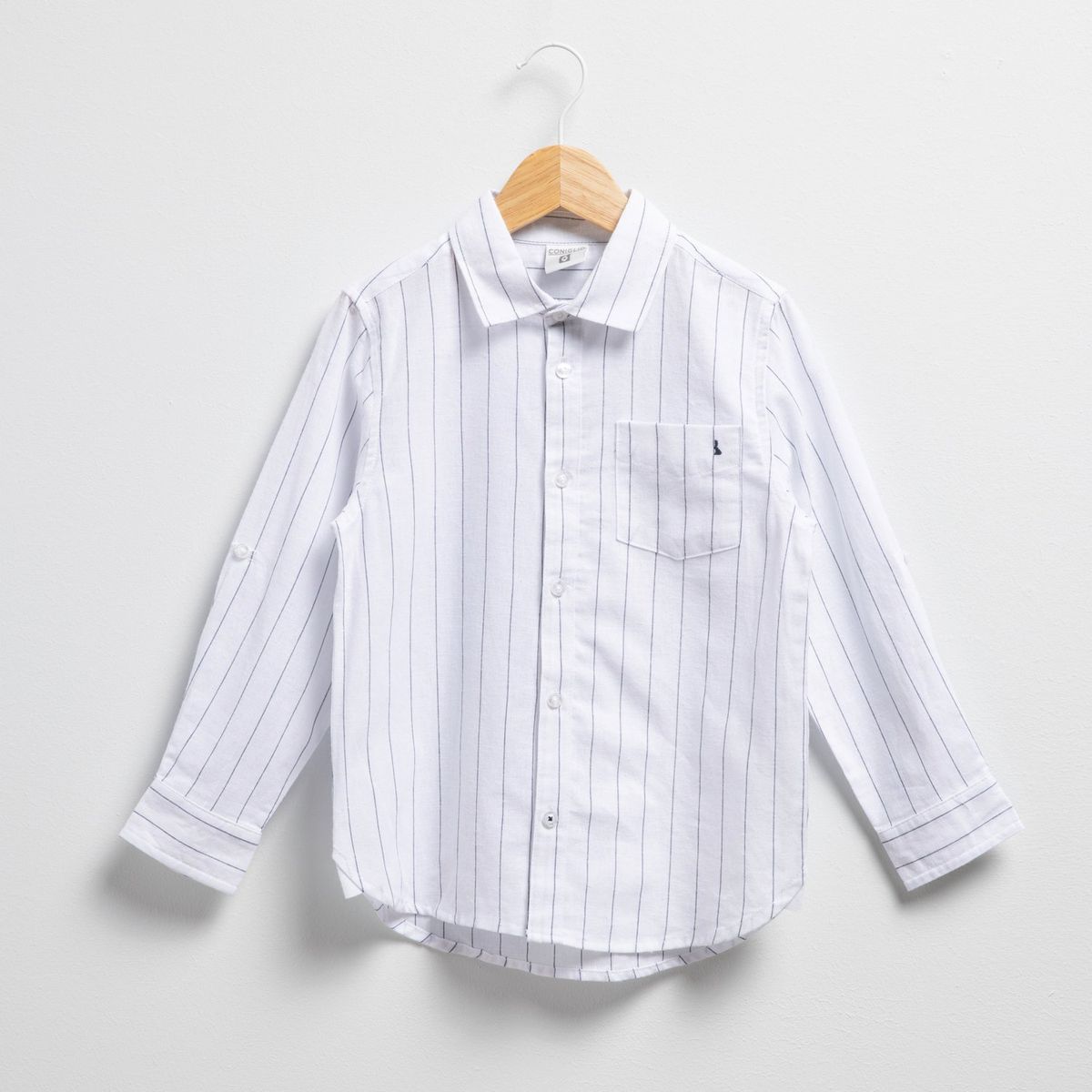 CONIGLIO - Camisa Coniglio Niño Manga Larga Algodón Lino a Rayas