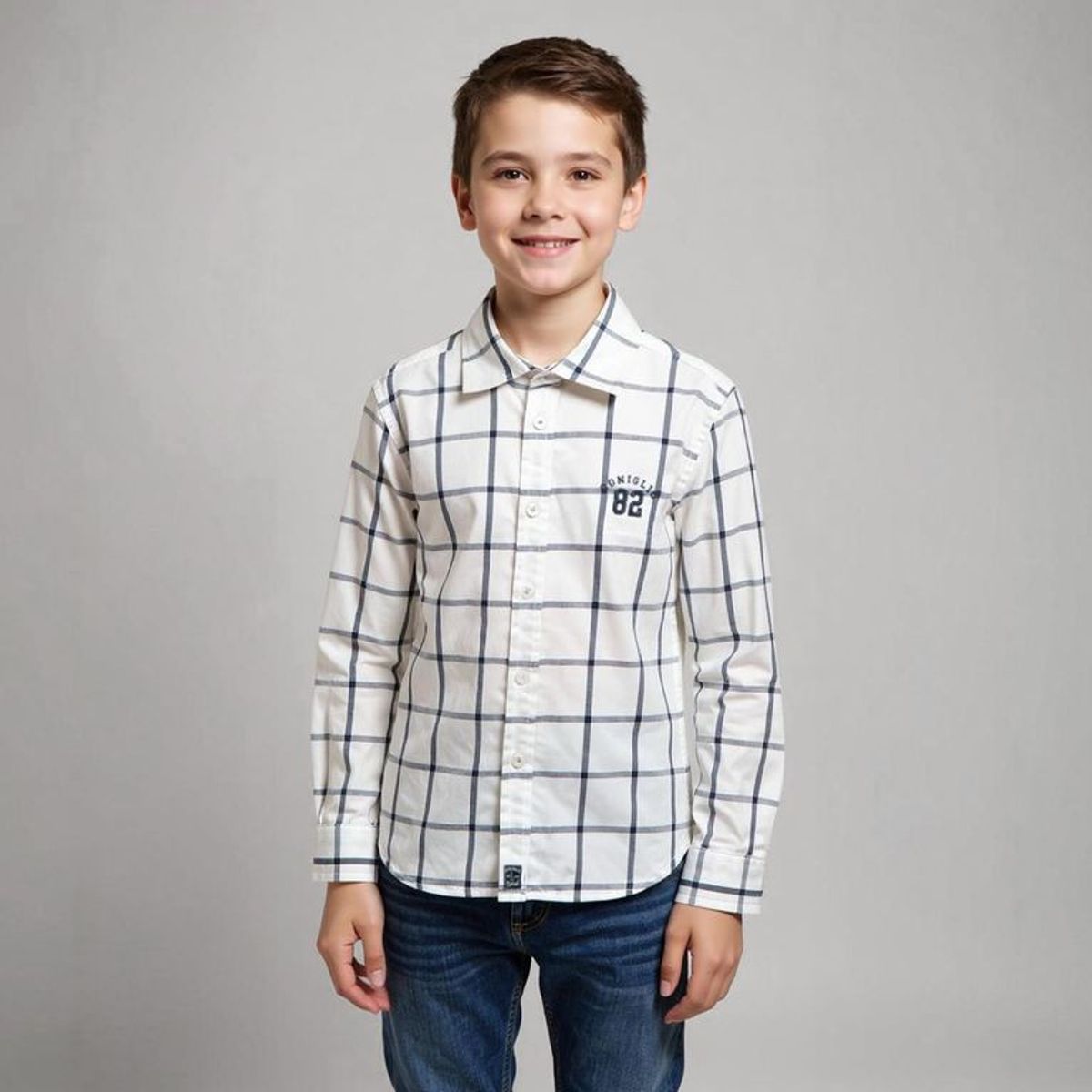 CONIGLIO - Camisa Coniglio Manga Larga Algodón Niño Diseño Cuadros