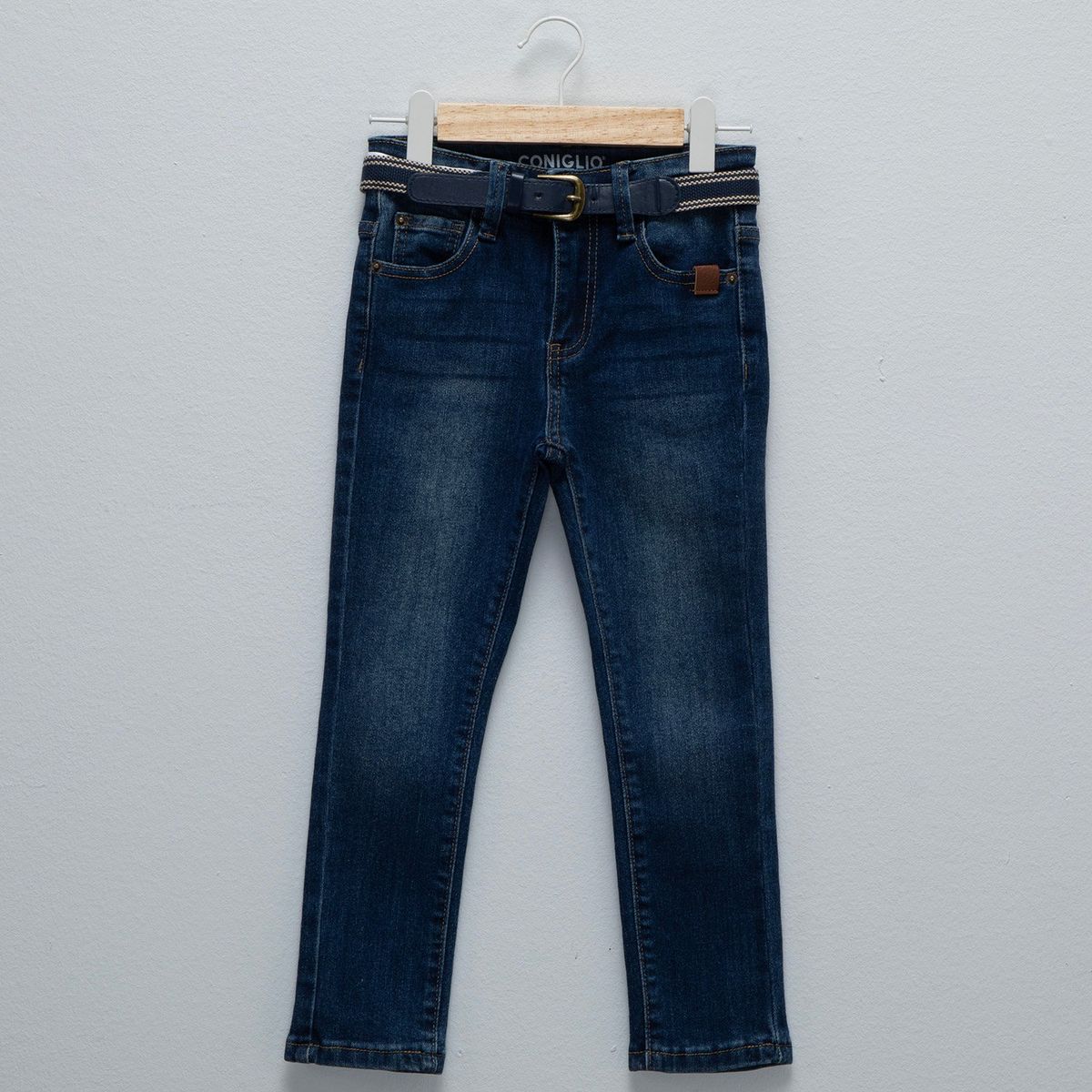 CONIGLIO - Jeans Coniglio Niño Tiro Medio Denim con Cinturón