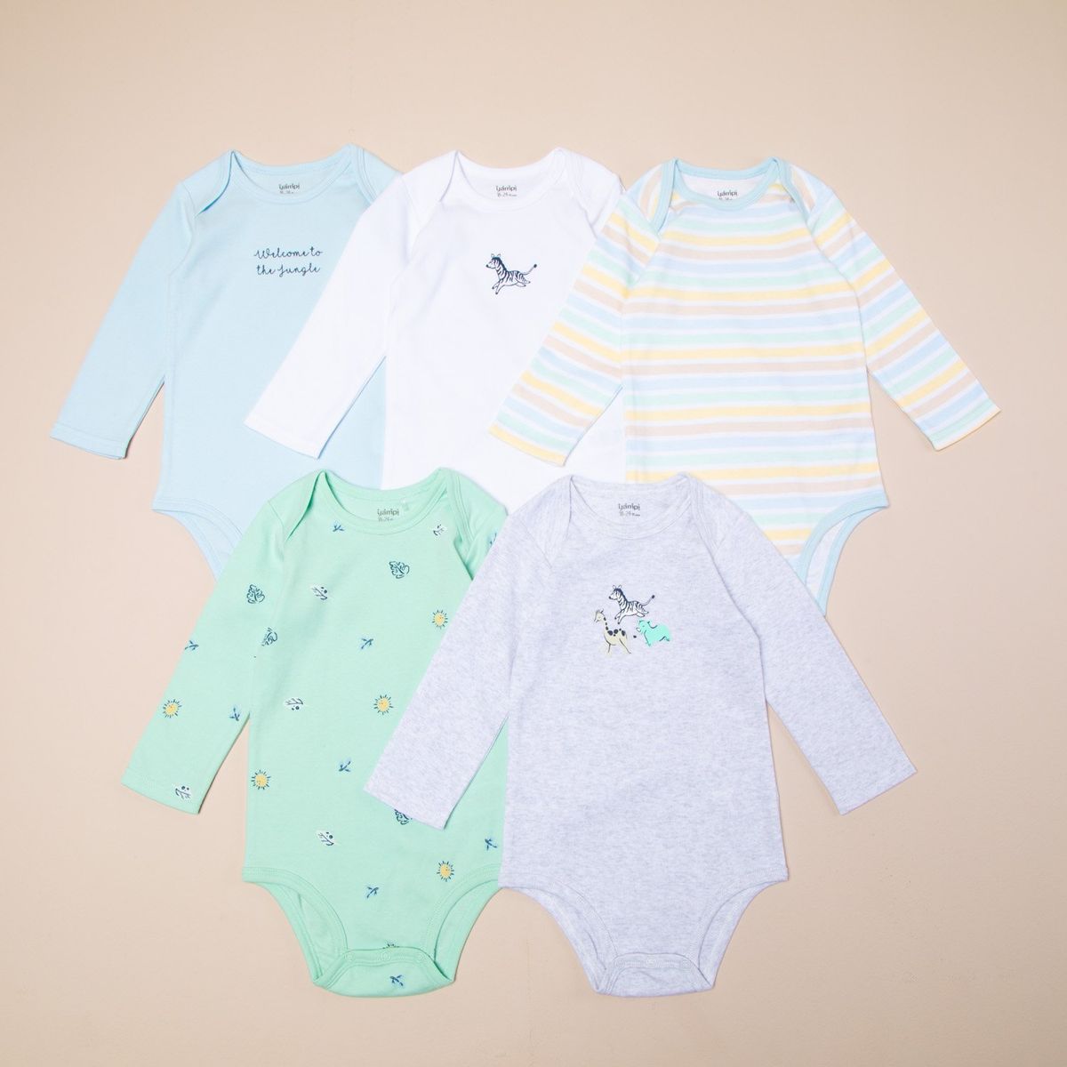 YAMP - Pack 5 Bodys Yamp Algodón Manga Larga Bebé Niño
