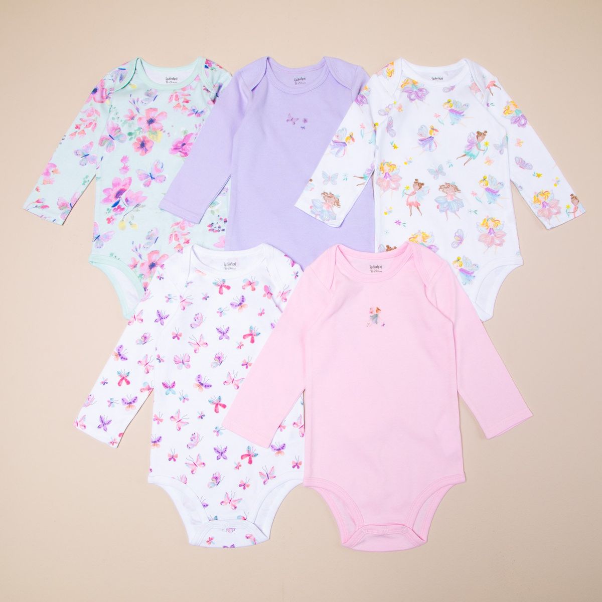 YAMP - Pack 5 Bodys Manga Larga Algodón Yamp Casual Bebé Niña