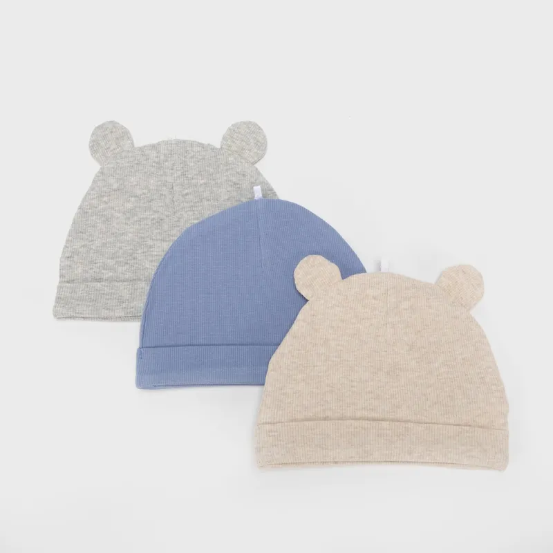 YAMP - Pack de 3 Gorros Bebé Niño Yamp Algodón con Orejas