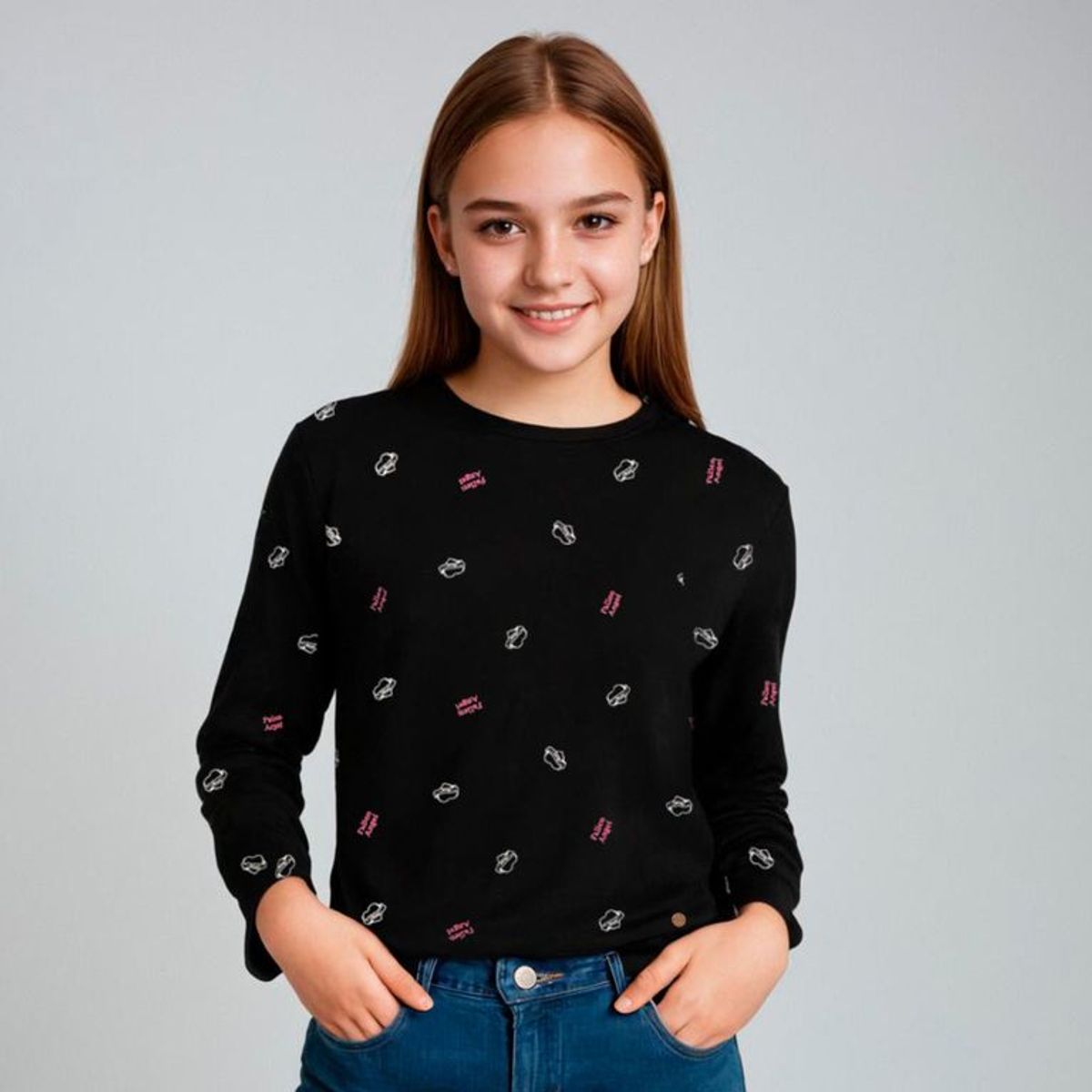 ELEVEN - Polo Casual Algodón Estampada Eleven Niña Manga Larga