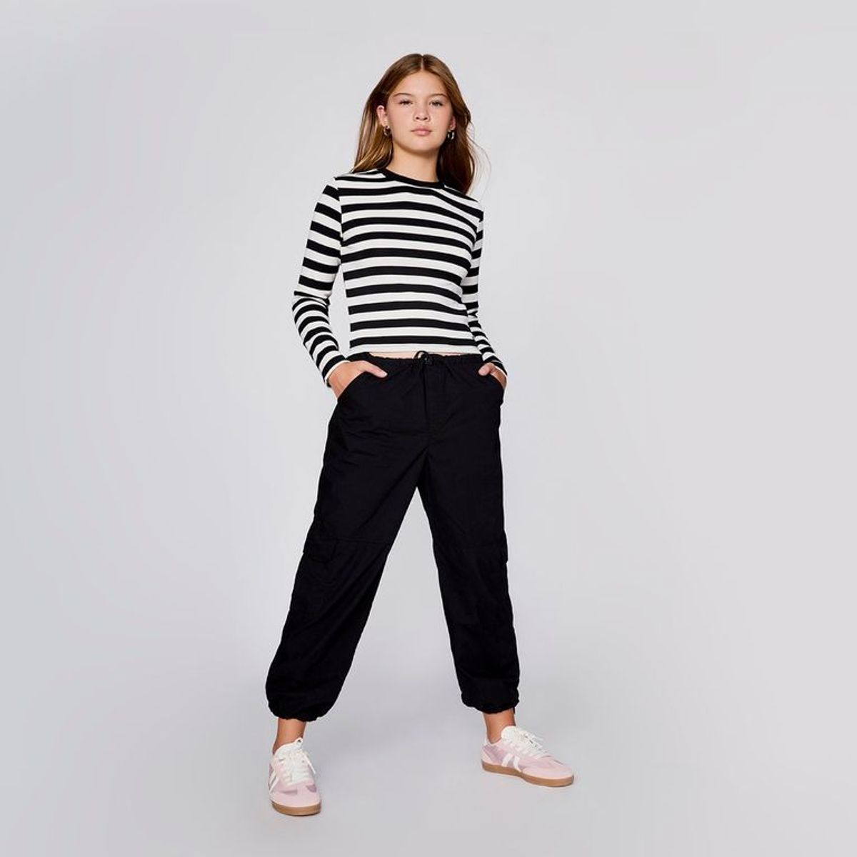 ELEVEN - Polo Casual Eleven Crop Rayas Manga Larga Niña Algodón