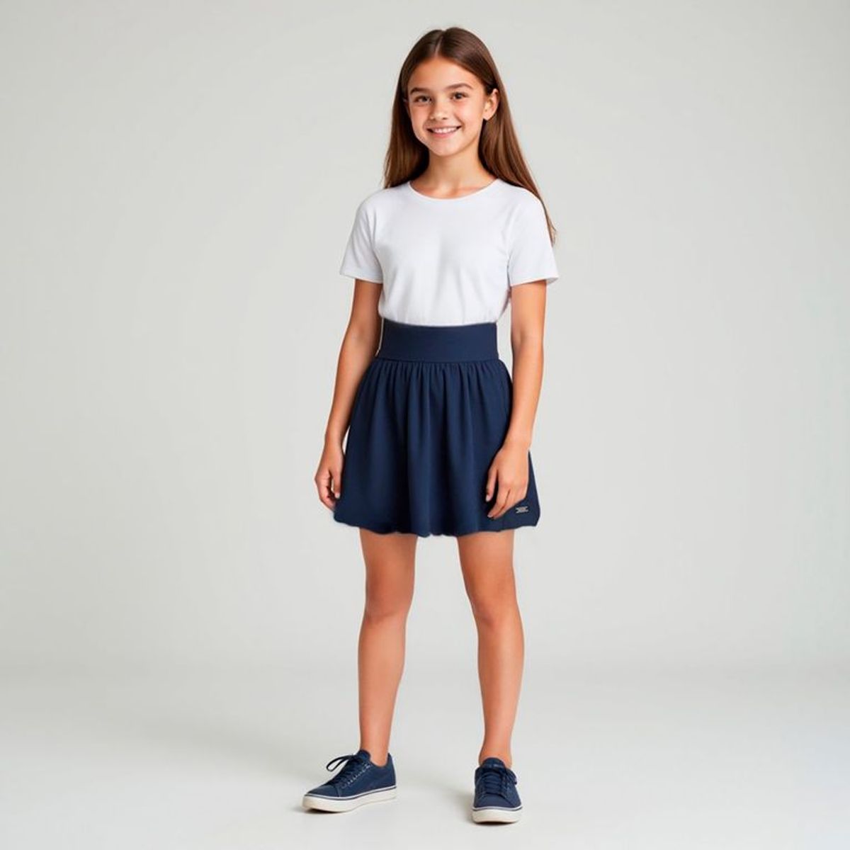 ELEVEN - Falda Eleven Mini Algodón Tiro Alto Niña Azul Marino