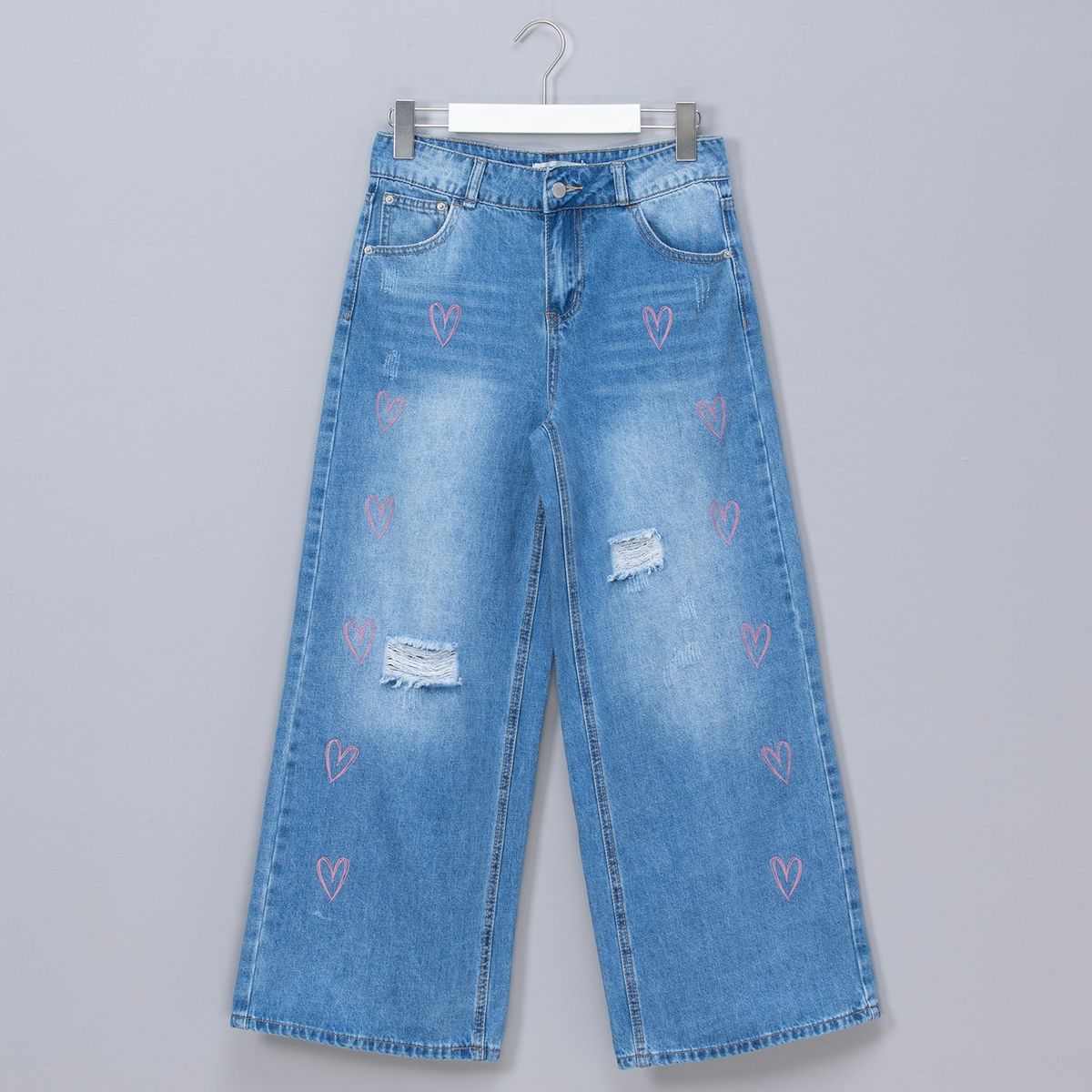 ELEVEN - Jeans Eleven Casual Wide Leg Niña Algodón Corazones