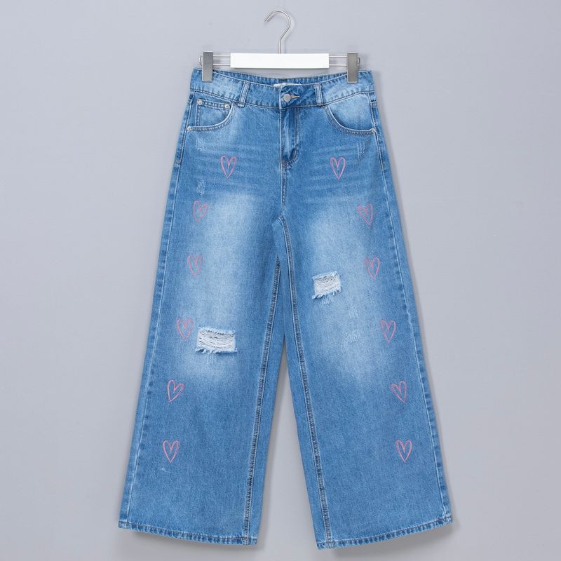 ELEVEN - Jeans Eleven Casual Wide Leg Niña Algodón Corazones