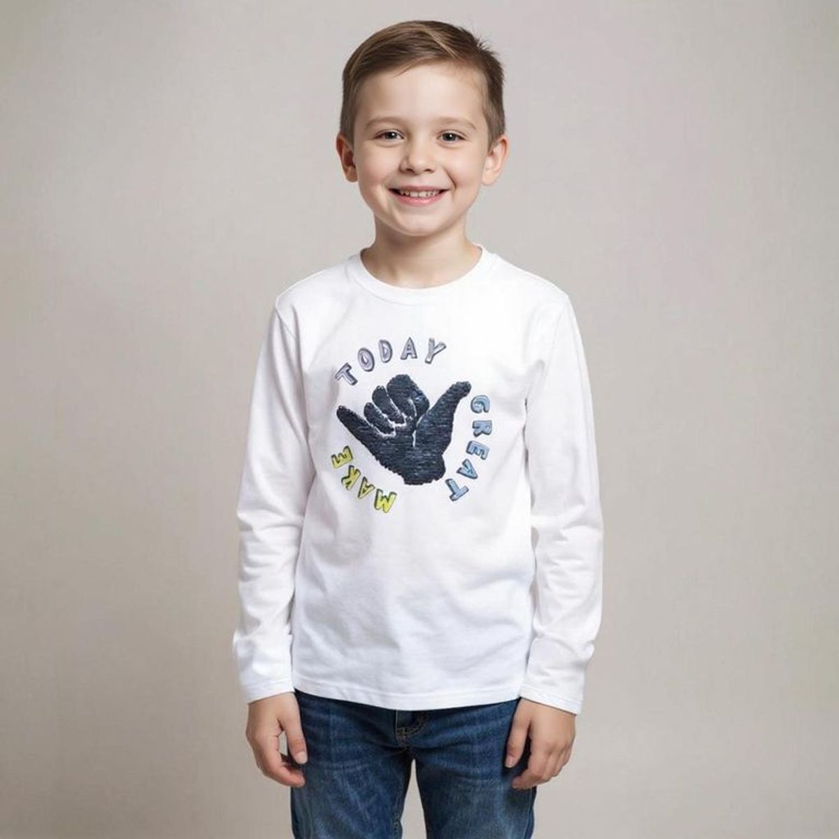 YAMP - Polo Manga Larga Yamp Algodón Estampada Niño