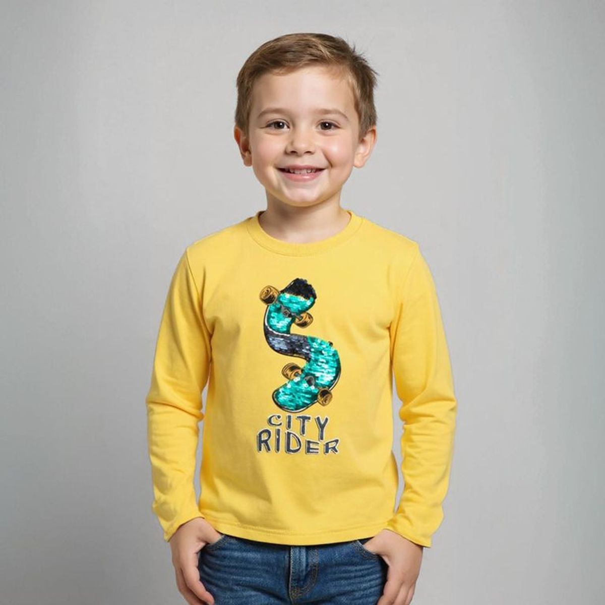 YAMP - Polo Manga Larga Yamp Algodón Estampada Niño