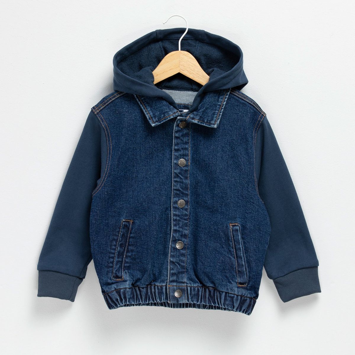 YAMP - Casaca Denim con Capucha Yamp Niño Manga Larga Azul
