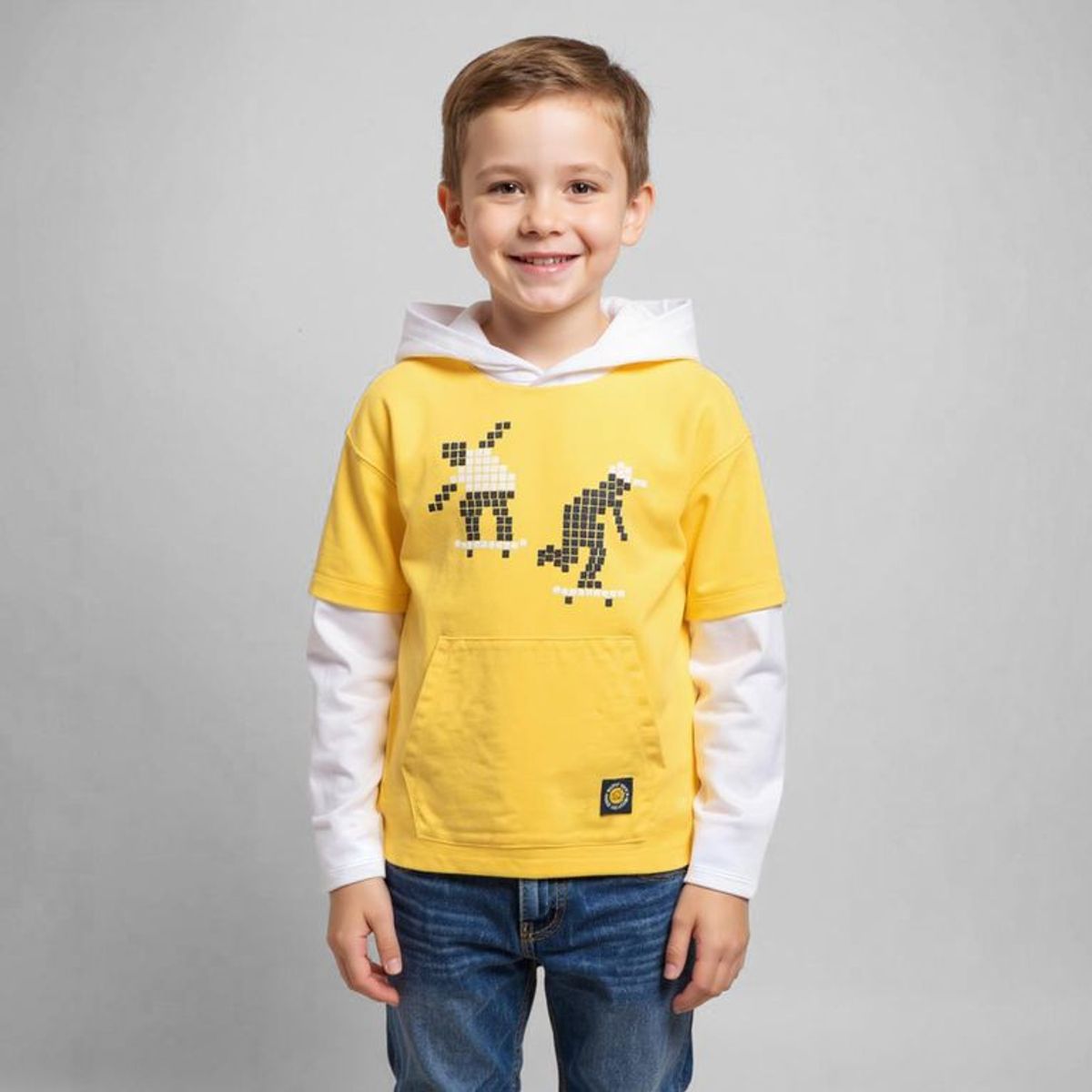 YAMP - Polo Algodón con Capucha Yamp Estampada Manga Larga Niño