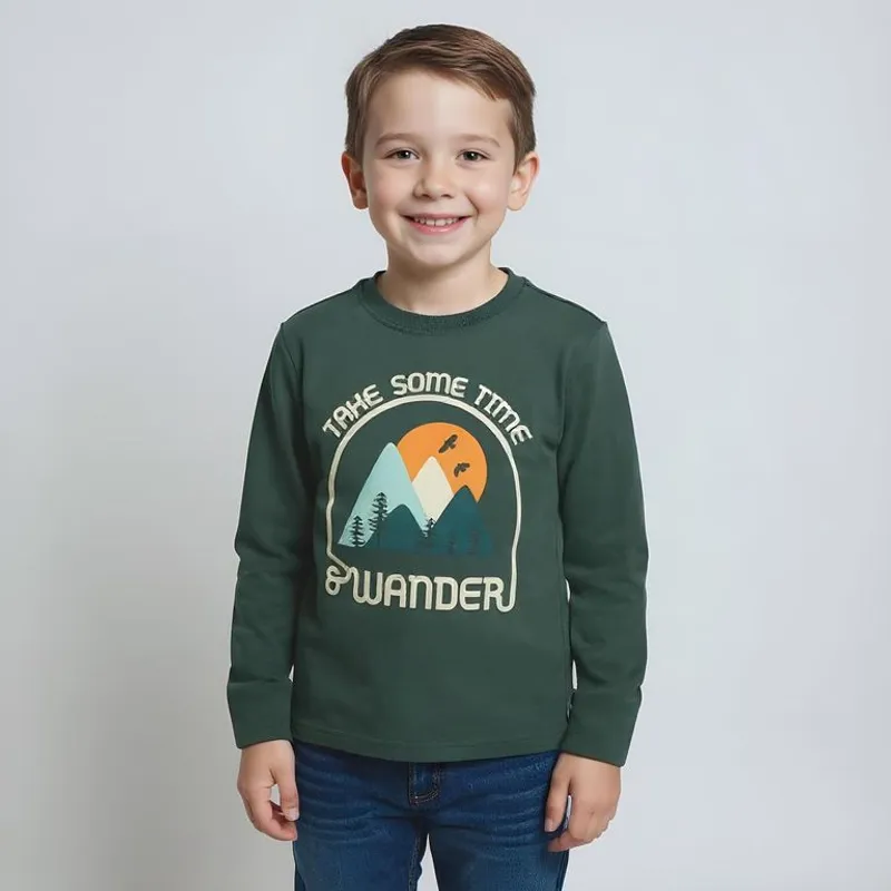 YAMP - Polo Manga Larga Algodón Yamp Estampada Casual Niño