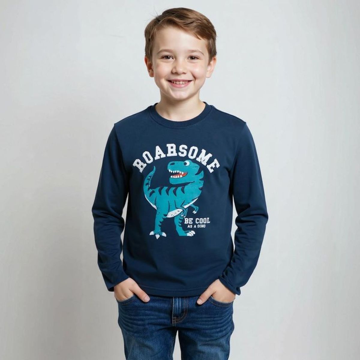 YAMP - Polo Manga Larga Algodón Yamp Estampada Casual Niño