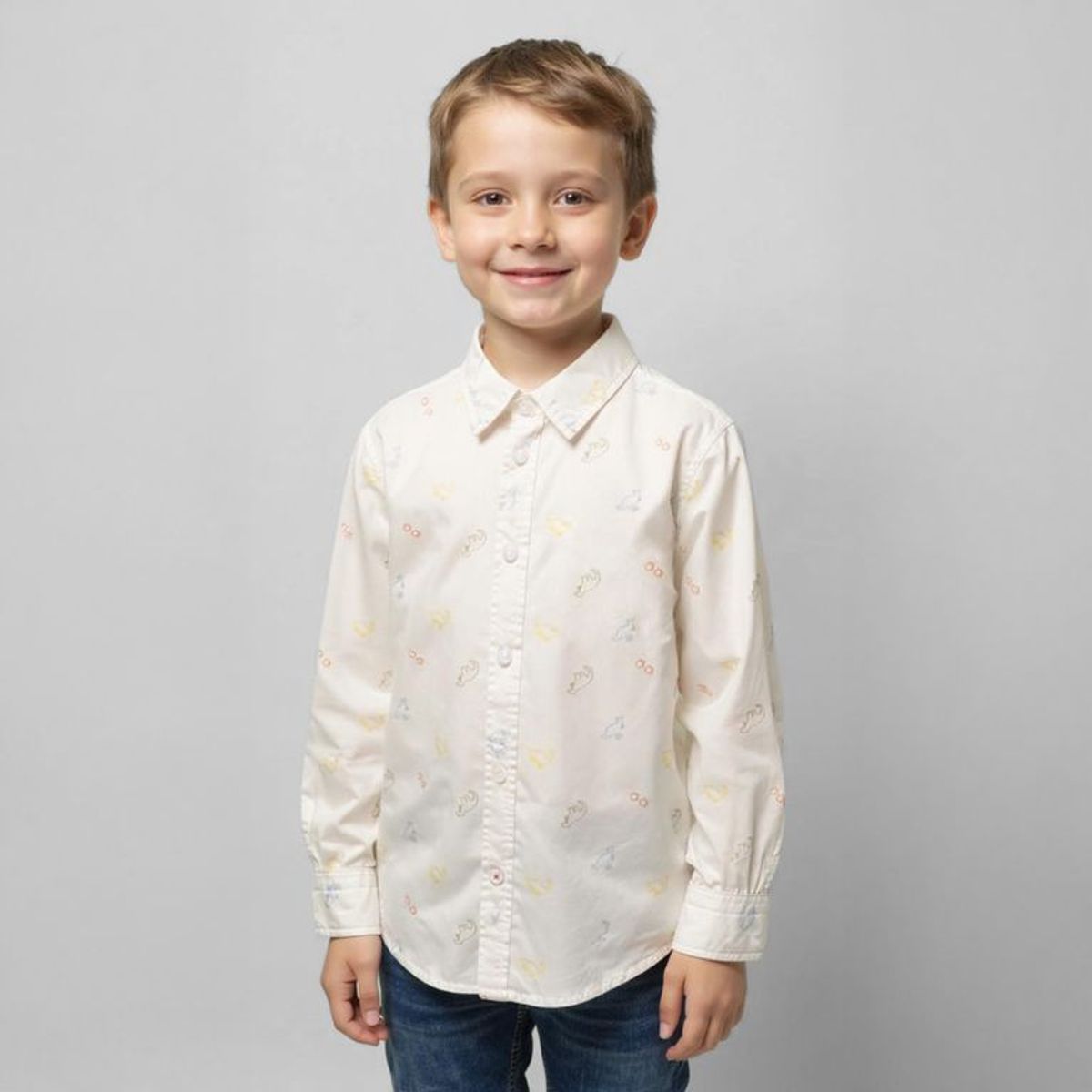 YAMP - Camisa Algodón Estampada Yamp Manga Larga Niño