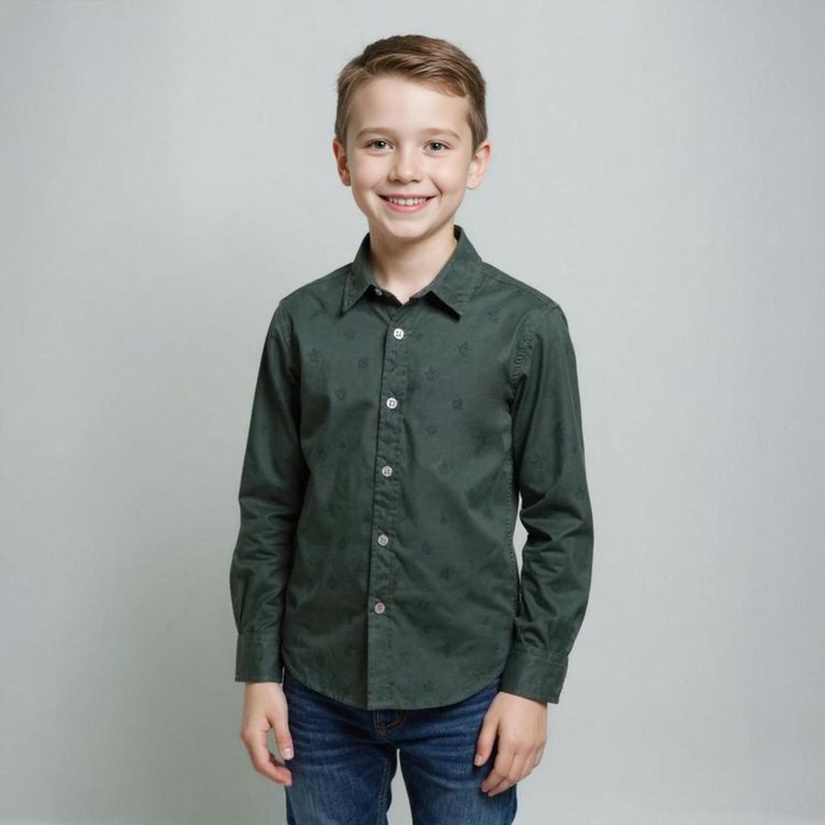 YAMP - Camisa Algodón Estampada Yamp Manga Larga Niño