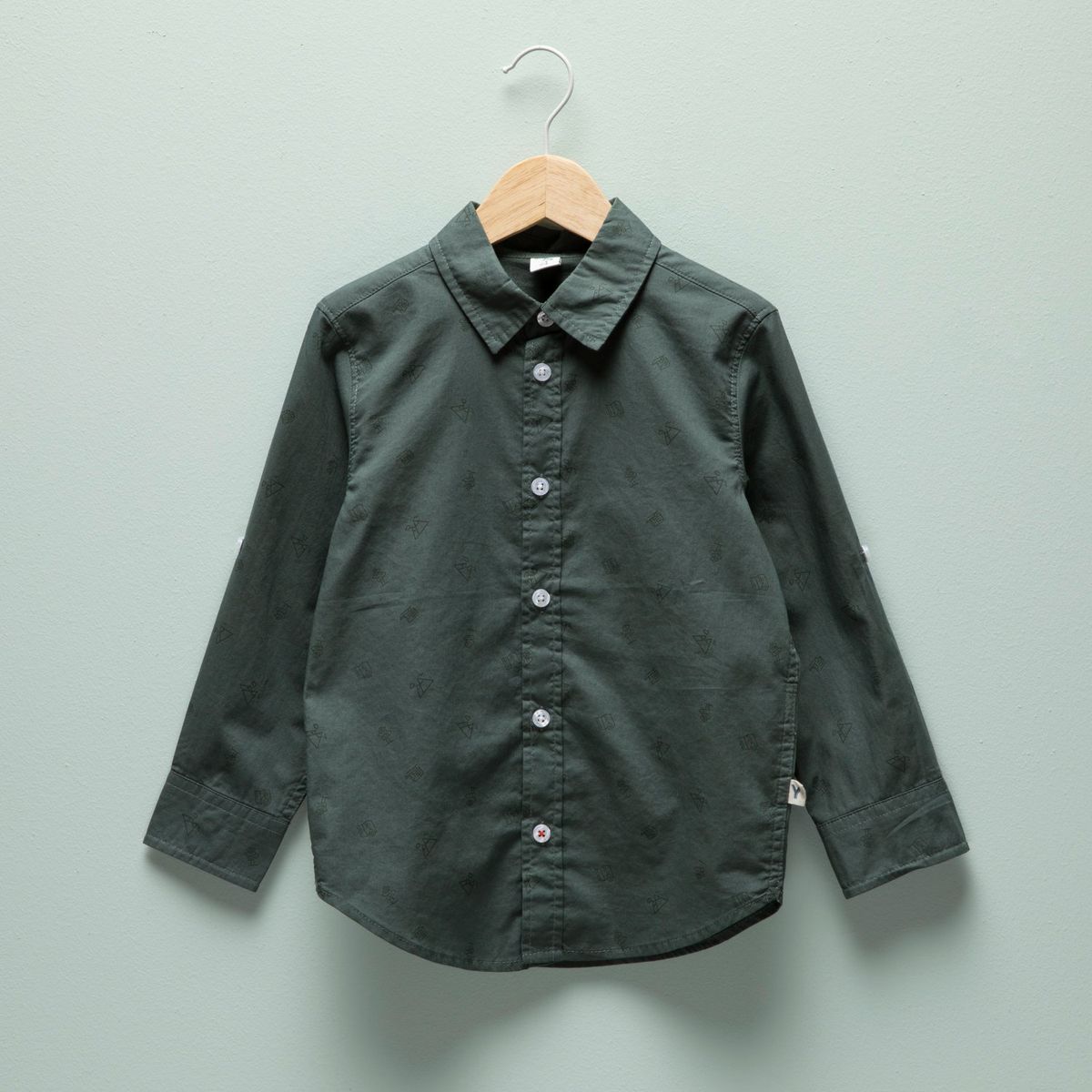 YAMP - Camisa Algodón Estampada Yamp Manga Larga Niño