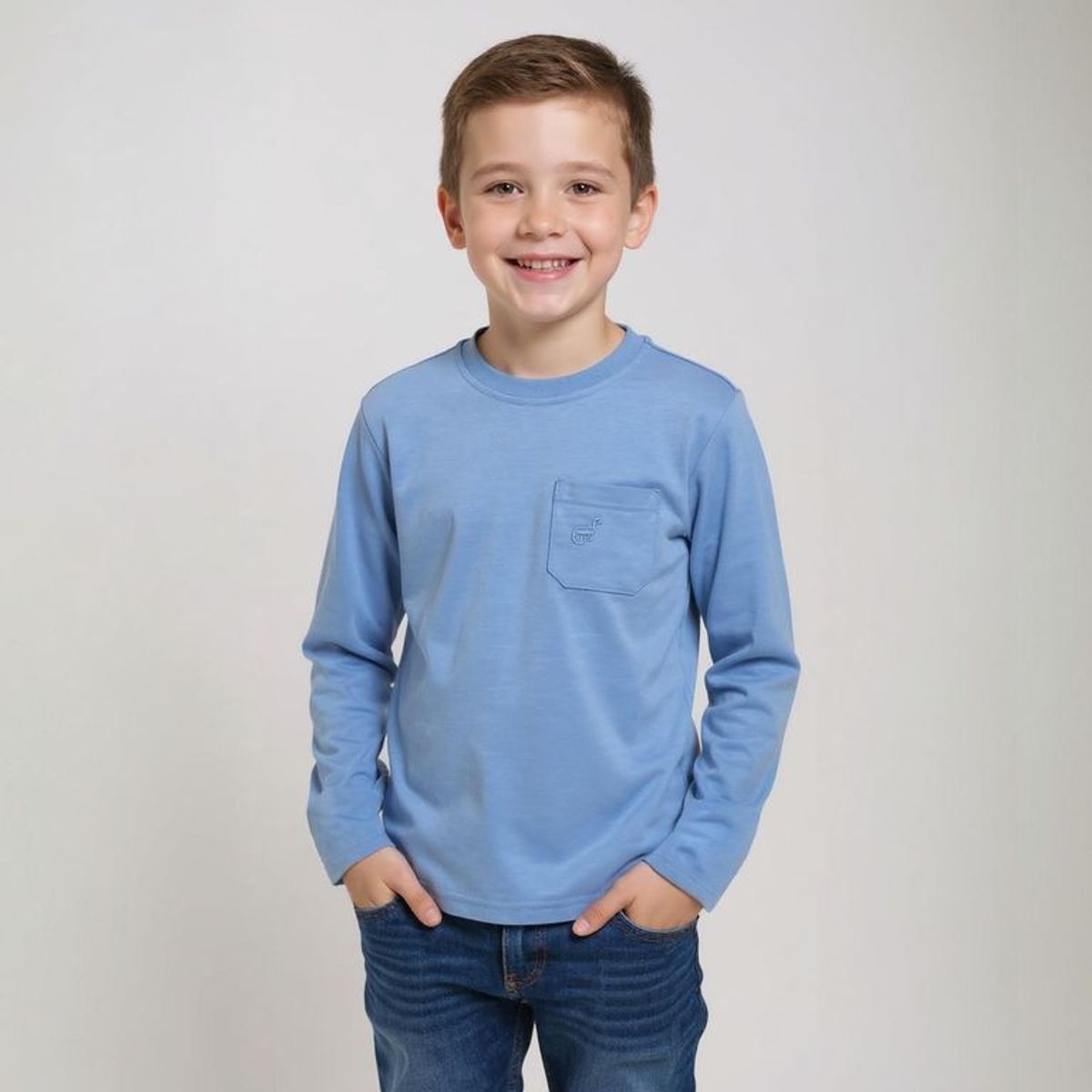 YAMP - Polo Manga Larga Algodón Niño Yamp Diseño Liso Casual