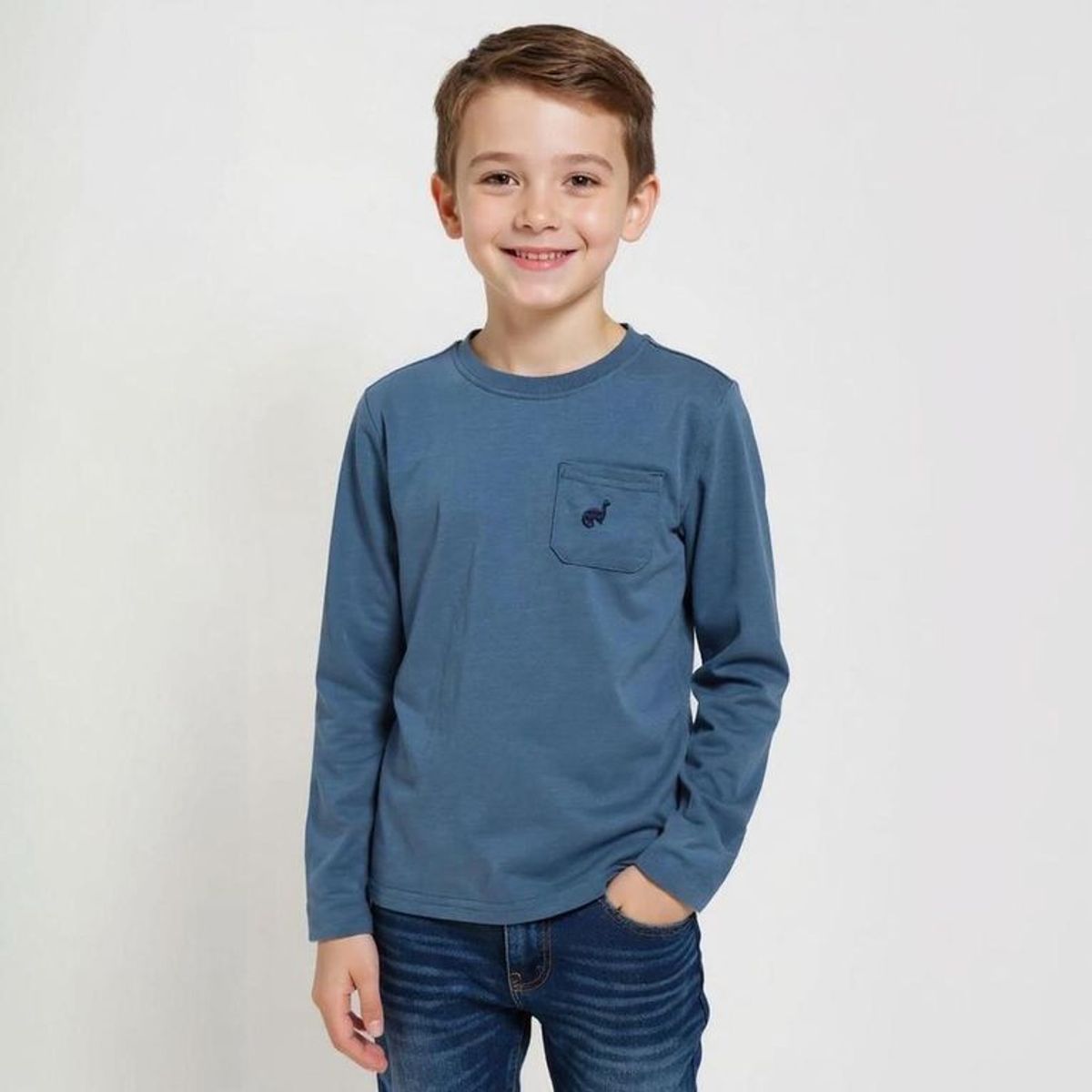 YAMP - Polo Manga Larga Algodón Niño Yamp Diseño Liso Casual