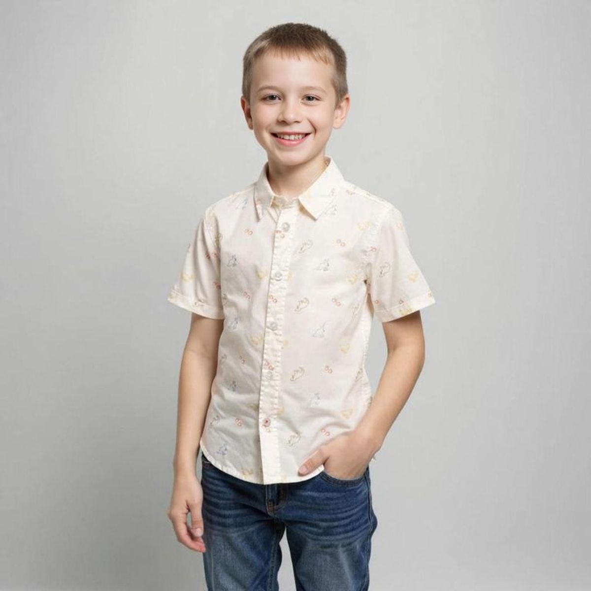 YAMP - Camisa Yamp Estampada Manga Corta Algodón Niño