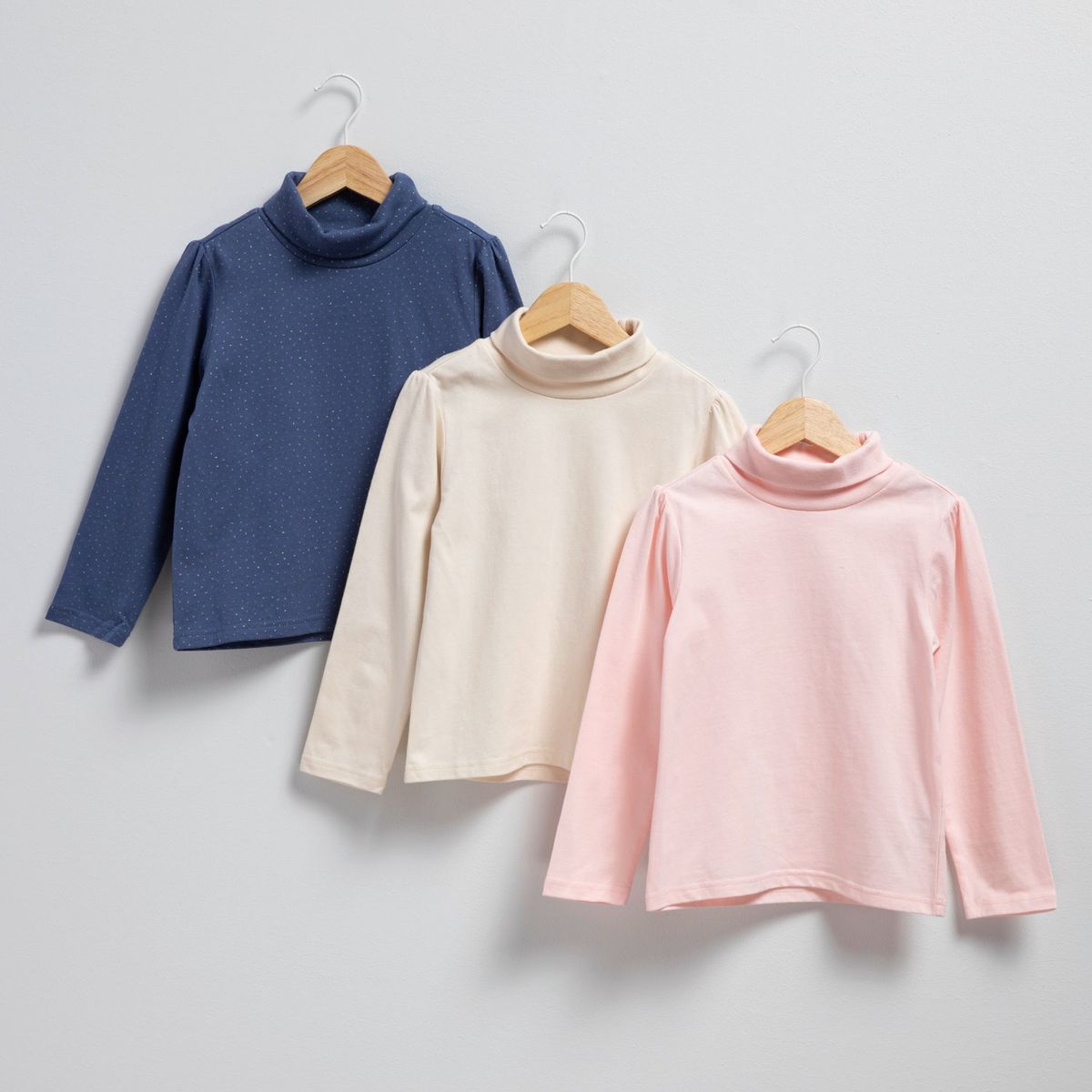 YAMP - Pack 3 Poleras Cafarena Algodón Niña Yamp Manga Larga Cuello Alto