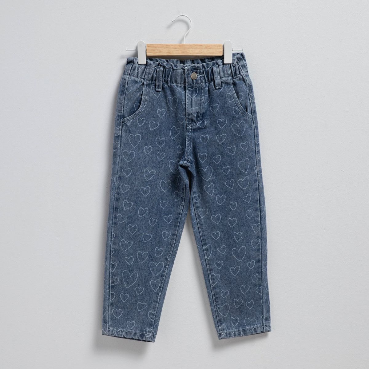 YAMP - Jeans Yamp Denim Corazones Niña Cintura Elásticada