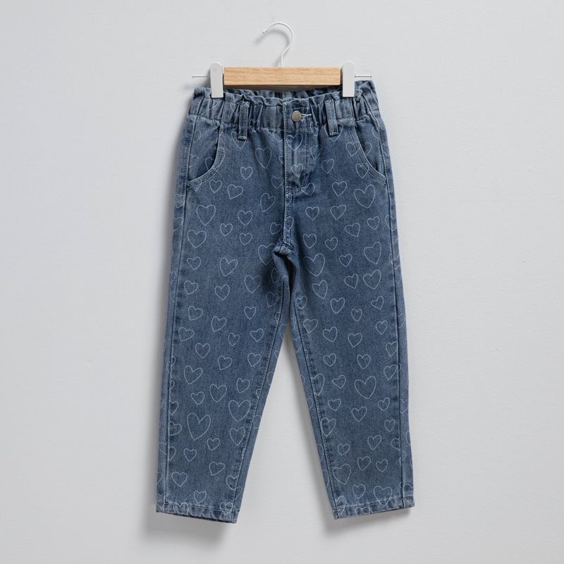YAMP - Jeans Yamp Denim Corazones Niña Cintura Elásticada