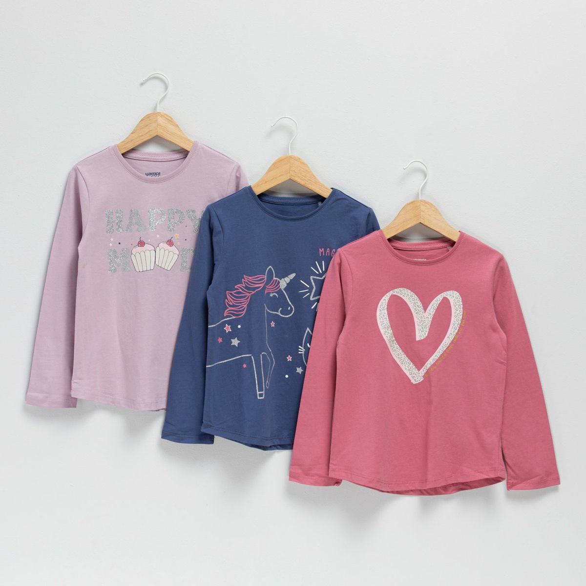 YAMP - Pack 3 Polos Manga Larga Algodón Niña Yamp Estampadas