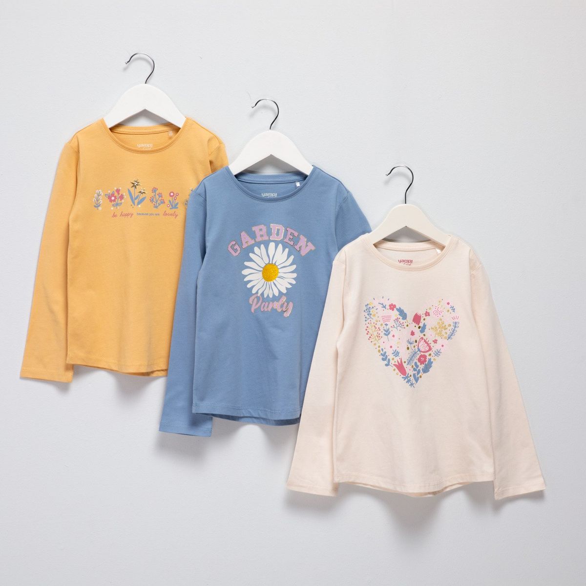 YAMP - Pack 3 Polos Manga Larga Algodón Niña Yamp Estampadas