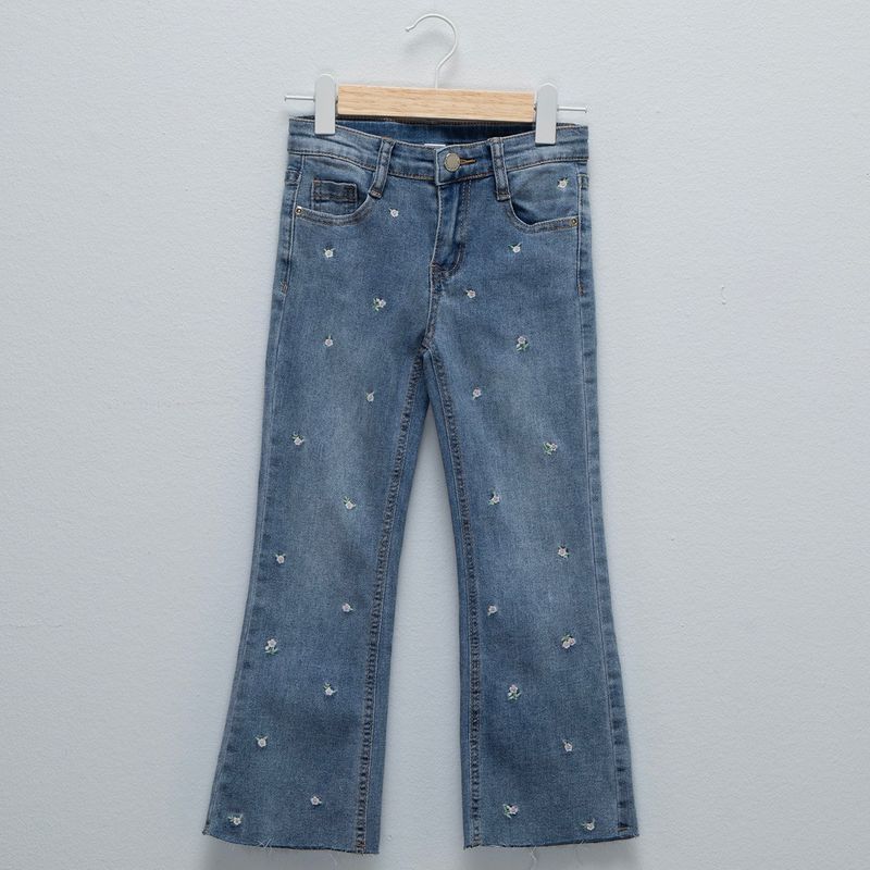 YAMP - Jeans Flare Yamp Niña Denim Tiro Medio con Flores