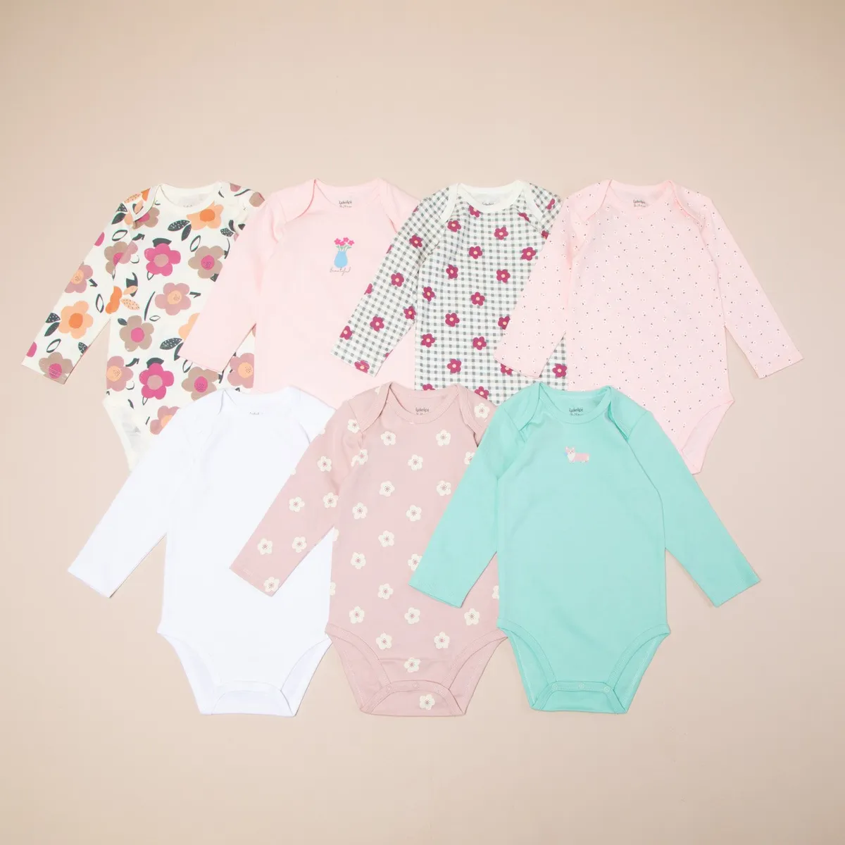 YAMP - Pack de 7 Bodys Yamp Algodón Manga Larga Bebé Niña Estampados