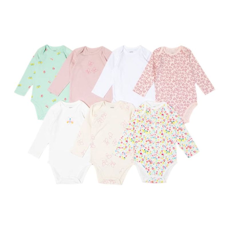 YAMP - Pack de 7 Bodys Yamp Algodón Manga Larga Bebé Niña Estampados